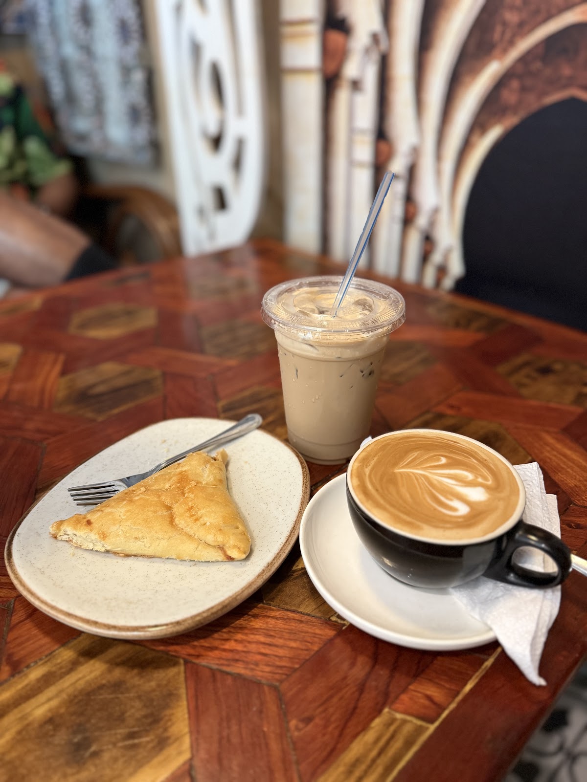 Pine tart and cappuccino