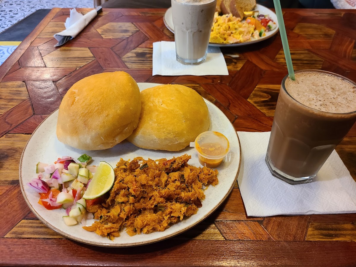 Bake and saltfish with coffee